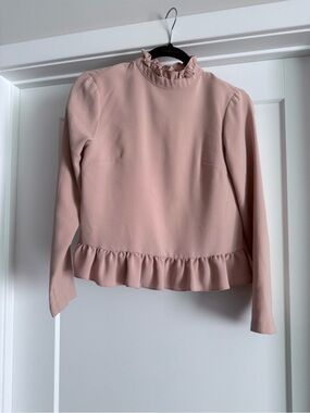 Ruffle-Hem Blouse in Blush Pink